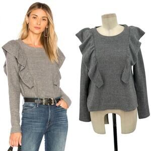 McGuire Sabina‎ Ruffle Sweater Gray Long Sleeve Size XS